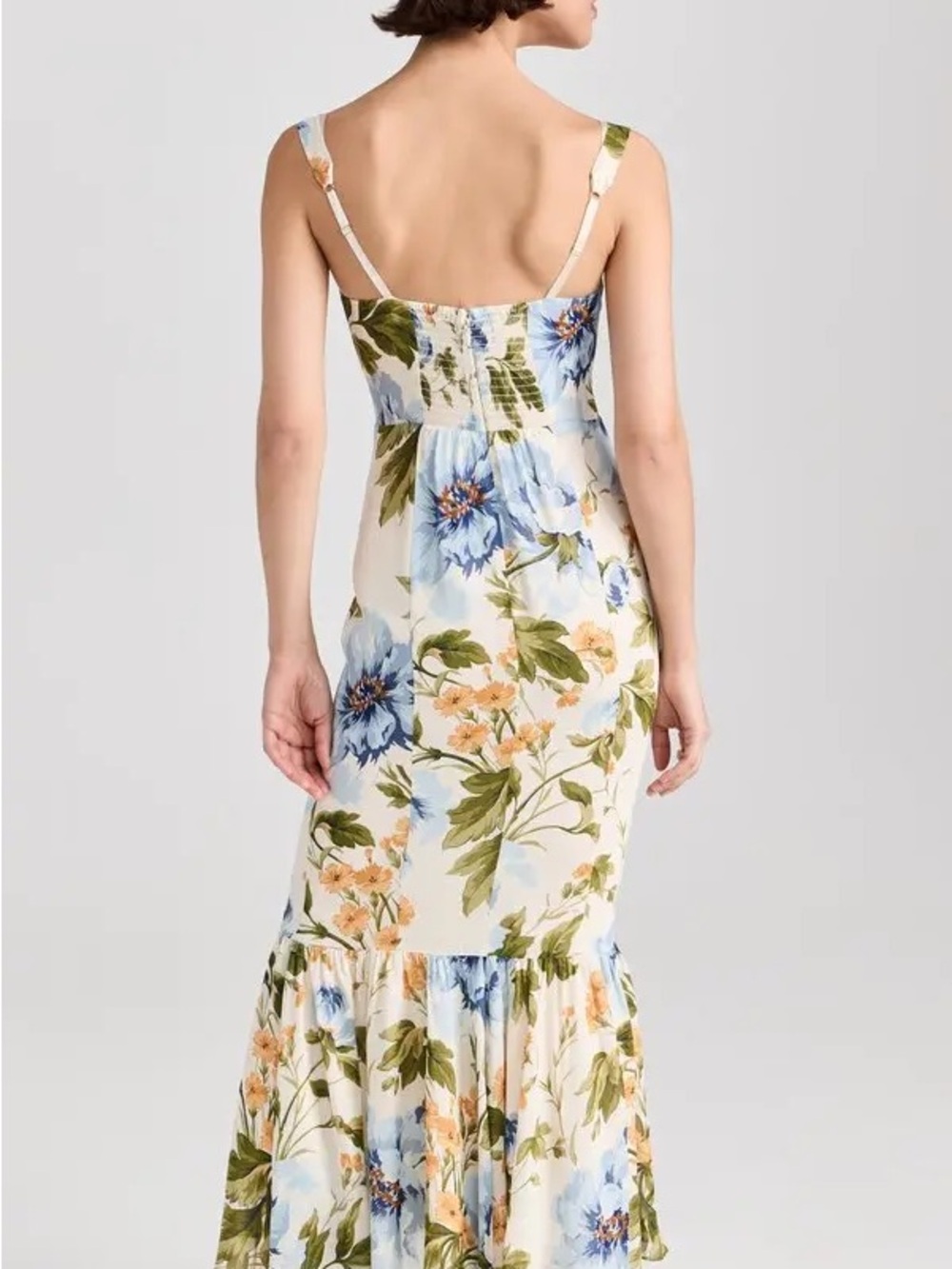 Reformation White Blue Floral Irisa Maxi Dress Size 2 Trumpet Skirt - Picture 2 of 8